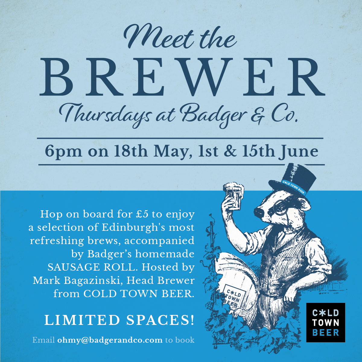 Badger & Co Meet The Brewer Cold Town Beer